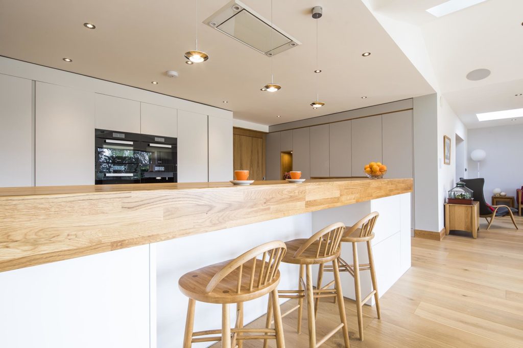 a light-filled remodelled kitchen in this refurbished house in Oakham