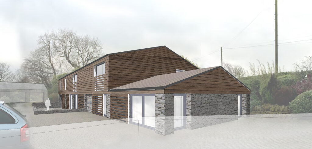 Photo of a design for a barn conversion from the existing home.