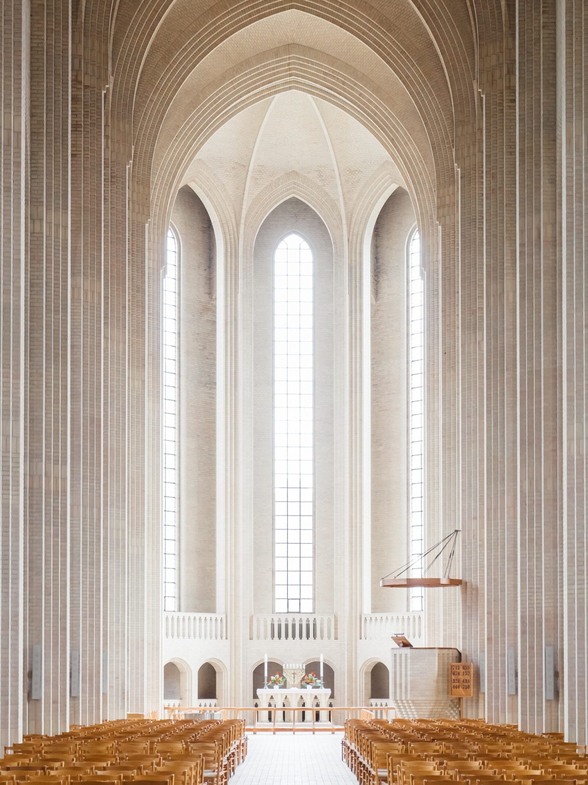Photo of the interior of Grundtvig’s Church, Copenhagen